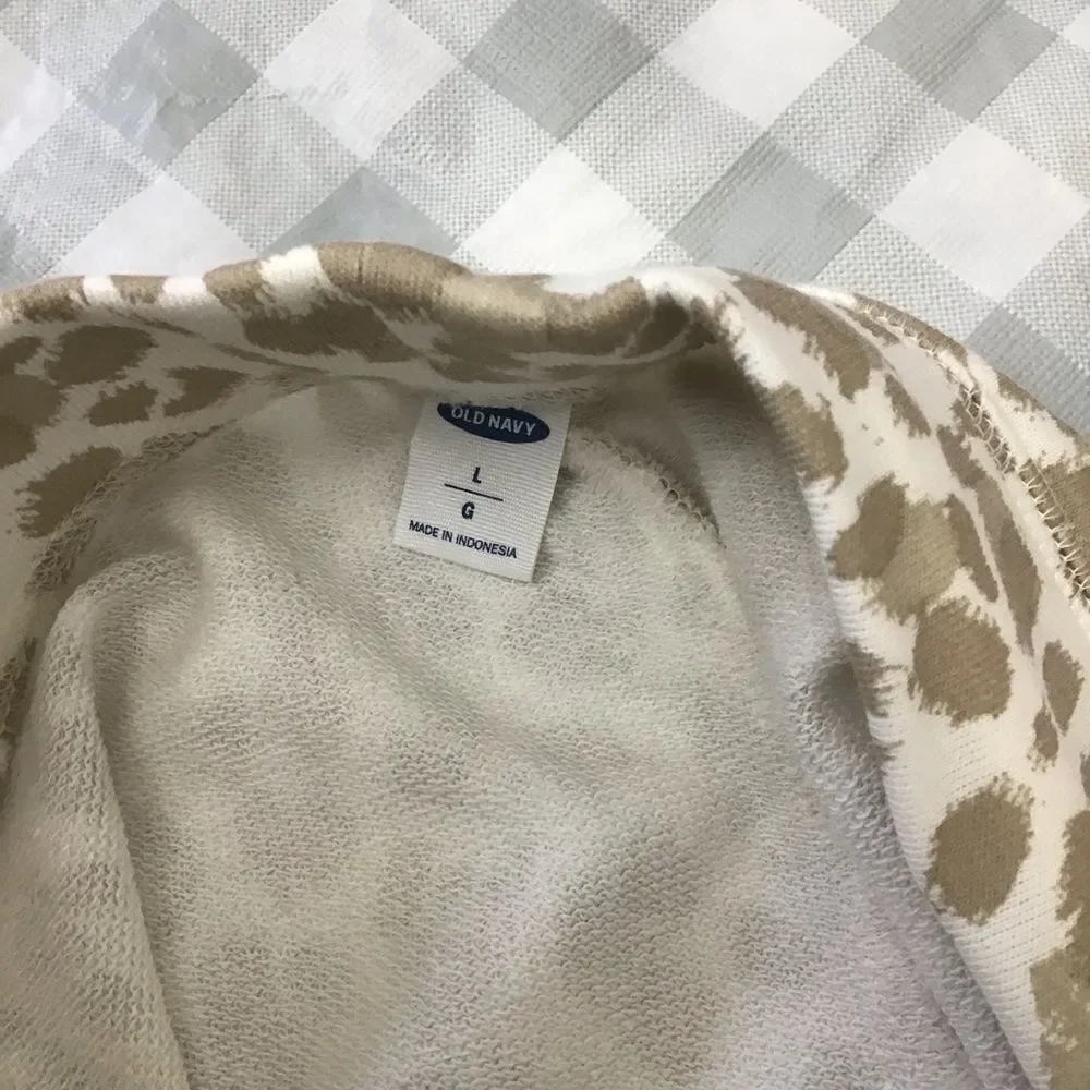 Leopard OLD Navy mini shorts animal prints ecru white tan beige cotton blend L - Picture 3 of 11